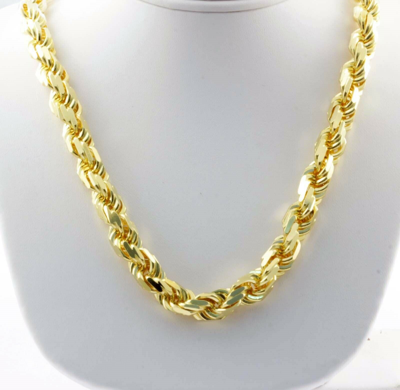 Pre-owned Gd Diamond 8.00mm 24" 107.80gm 14k Solid Gold Yellow Men's Diamond Cut Rope Chain Necklace