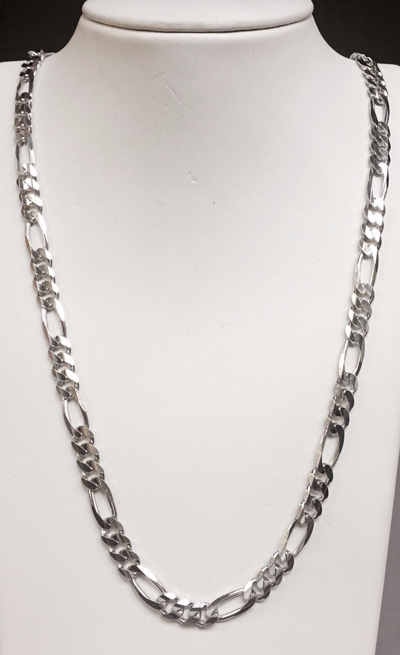 Pre-owned Nova 14k Solid White Gold Mens Figaro Curb Link Chain/necklace 24" 7mm 45 Grams In No Stone