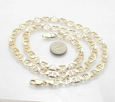 Pre-owned Bestgoldshop 7.5mm Solid Mariner Anchor Chain Link Necklace Real 10k Yellow Gold
