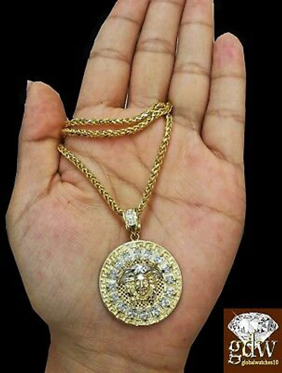 Pre-owned G&d Real 10k Yellow Gold 6mm 30" Palm Chain With Head Charm Pendant