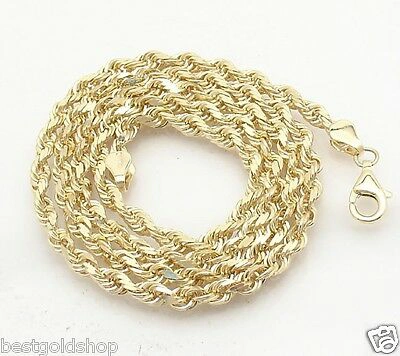 Pre-owned Bestgoldshop 4.45mm Solid Sparkle Diamond Cut Rope Chain Necklace Real 10k Yellow Gold