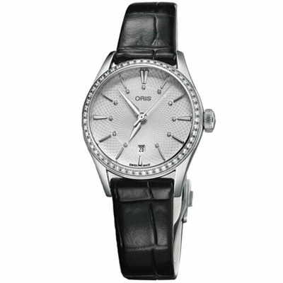 Pre-owned Oris Women's Artelier Watch Automatic Diamond Black Strap 01 561 7722 4951ls