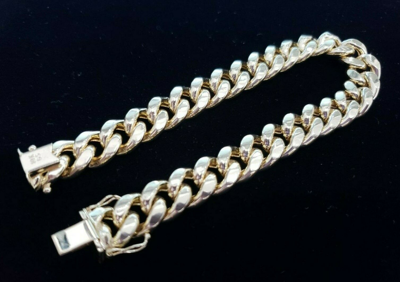 Pre-owned Miami Cuban Clearance Real 10k Mens Yellow Gold  Link Bracelet 12mm 9" Inch