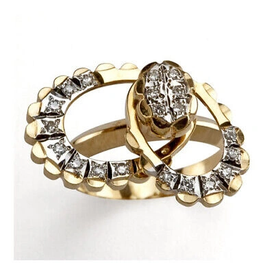 Pre-owned Gems4me Motion Ring Double Oval With Diamonds In 14k - Fl805