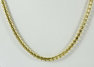 Pre-owned Gd Diamond 57 Gm 14k Gold Yellow Solid Unisex Round Diamond Cut Box Chain Necklace 24" 4 Mm