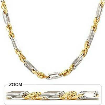 Pre-owned Gd Diamond 121.70 Gm 14k Two Tone Solid Gold Men's Figarope Milano Chain Necklace 24" 7.5mm In Multicolor