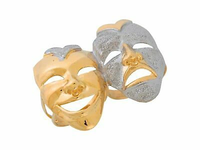 Pre-owned Jackani 10k Or 14k Two-tone Comedy And Tragedy Theater Masks Split Shank Mens Ring