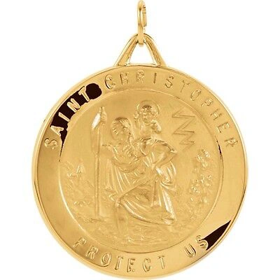 Pre-owned Rembrandt St Christopher Medal 33mm X 29mm 14k Yellow Gold Large Solid Round Medal