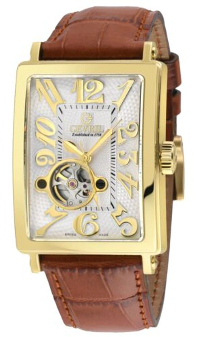 Pre-owned Gevril Men's 5173-5 Avenue Of America Intravedere Swiss Automatic Tan Watch