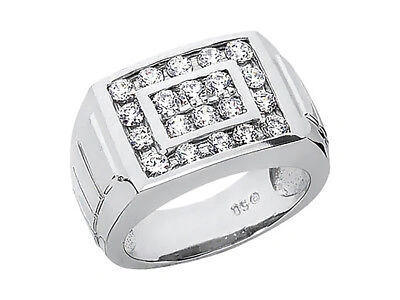 Pre-owned Jewelwesell Genuine 1.60ct Round Cut Mens Wedding Band Ring 950 Platinum Si1 Channel Set