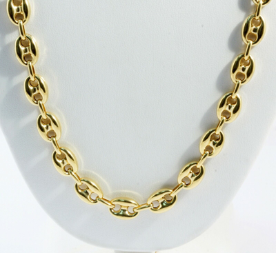Pre-owned Gd Diamond 39.80 Gm 14k Gold Yellow Men's / Women's Puff Mariner Chain Necklace 28" 9.5 Mm