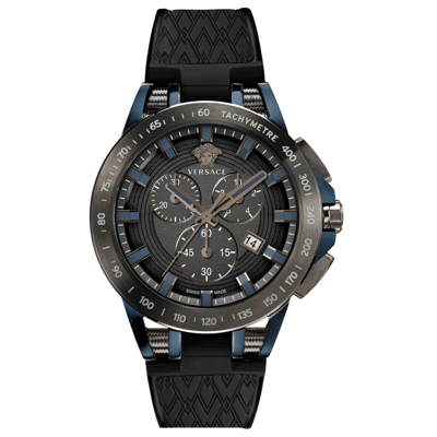 Pre-owned Versace Men Watch Chronograph Sport Tech Ve3e00221 Silicone