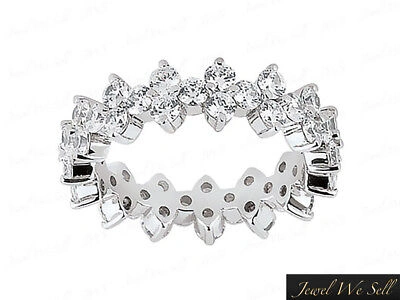 Pre-owned Jewelwesell Genuine 1.45ct Diamond Garland Alternating Eternity Band Ring 14k White Gold Vs2