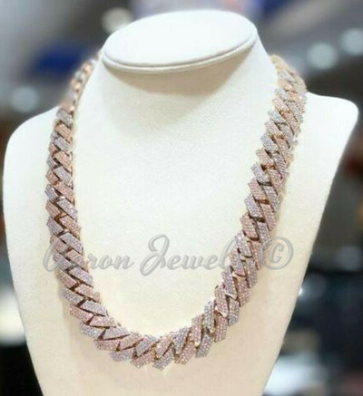 Pre-owned Handmade Men's Moissanite Miami Cuban Link 20mm X 26" Chain Real 925 Silver Passes Tester In Multicolor