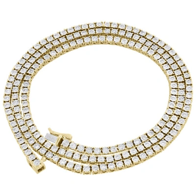 Pre-owned Jfl Diamonds & Timepieces Mens 10k Yellow Gold 1 Row Necklace Diamond Tennis Link 22" Choker Chain 3 Ct. In White