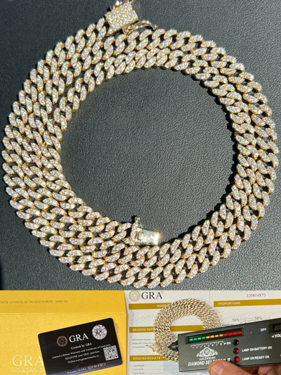 Pre-owned Harlembling Solid 10k Gold Iced Moissanite 6mm Miami Cuban Chain Necklace Pass Diamond Test