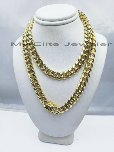 Pre-owned My Elite Jeweler 14k Yellow Gold 10mm Chain Miami Cuban Link Necklace 24" Men 14kt Real Gold Sale