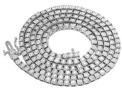 Pre-owned Jewelry Unlimited Single Row Fanook Set 3 4/5 Ct Real Diamond Tennis Chain Necklace White Gold ... In Yellow