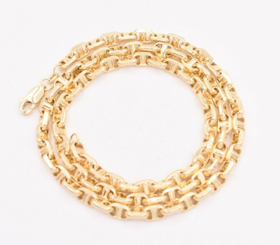 Pre-owned Bayam 5mm Puffed Anchor Mariner Link Chain Necklace Real 14k Yellow Gold In 20"