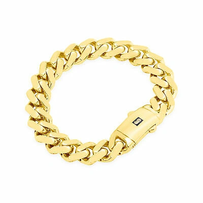 Pre-owned Nuragold 10k Yellow Gold Royal Monaco Miami Cuban Link 13mm Chain Bracelet W Box Clasp 9"