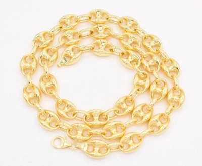 Pre-owned Bayam 11mm Puffed Mariner Link Chain Necklace Real 14k Yellow Gold Unisex