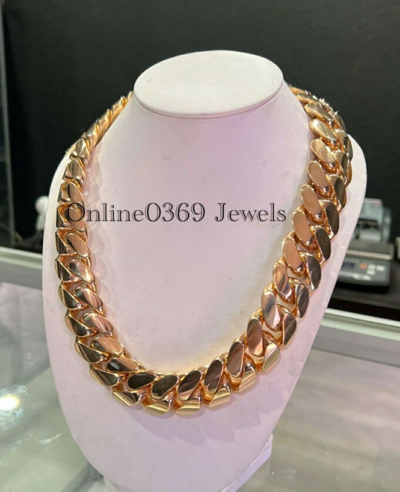 Pre-owned Online0369 Men's Solid Metal Custom 20 Mm Thick Cuban Link Necklace Free Moissanite Stud In White