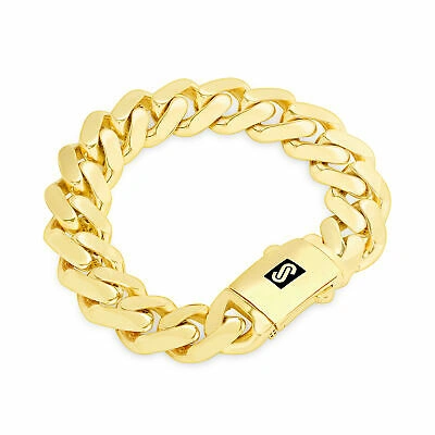 Pre-owned Nuragold 10k Yellow Gold Royal Monaco Miami Cuban Link 17mm Chain Bracelet W Box Clasp 8"