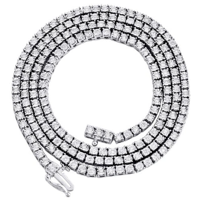 Pre-owned Jfl Diamonds & Timepieces 10k White Gold 1 Row Diamond Tennis 3mm Choker Link Chain 22" Necklace 1.33 Ct.