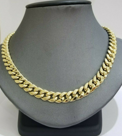 Pre-owned Globalwatches10 Real 10k Yellow Gold 9mm 20" 22" 24' 26" 28" 30" Miami Cuban Link Necklace In 20 Inch