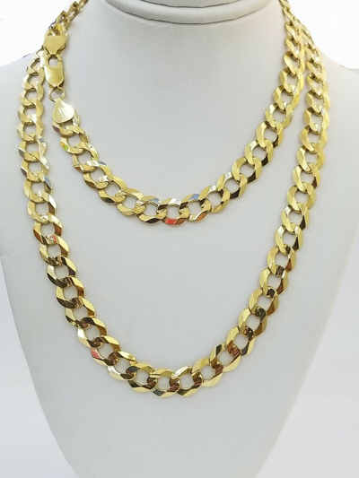 Pre-owned Gold & Diamond Jeweler Solid 9mm 14k Gold Cuban Curb Link Chain Necklace 20 22 24 26 28 30 Inch Real