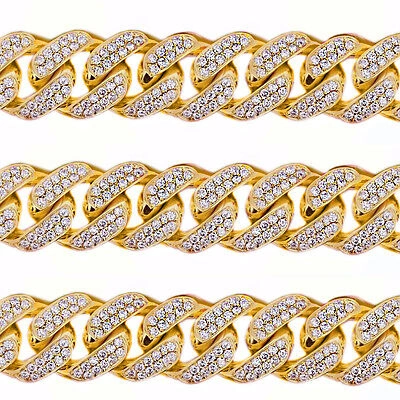 Pre-owned Limor 45ct Mens Solid Yellow Gold Heavy Miami Cuban Link 17 Mm Real Diamond Chain