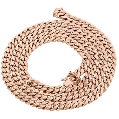 Pre-owned Jfl Diamonds & Timepieces 10k Rose Gold 9.25mm Hollow Miami Cuban Link Chain Box Clasp Necklace 18-24 Inch
