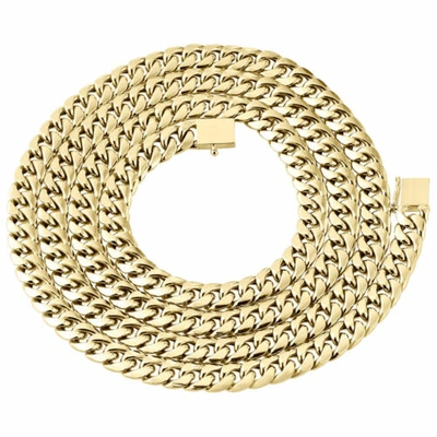 Pre-owned Jfl Diamonds & Timepieces 10k Yellow Gold Semi Hollow Miami Cuban Chain Box Clasp 6mm Necklace 20-30 Inch