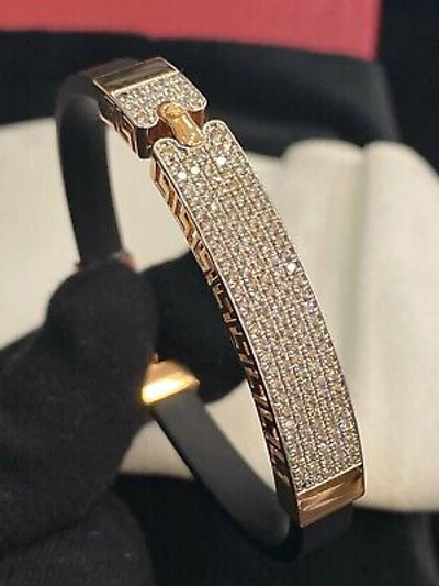 Pre-owned Jisha Pave 1.78 Cts Round Brilliant Cut Diamonds Unisex Bracelet In 585 Fine 14k Gold In White