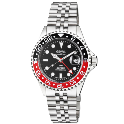 Pre-owned Gevril Men's 4954b Wall Street Swiss Automatic Ceramic Bezel Steel Date Watch