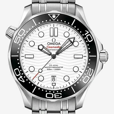 Pre-owned Omega Seamaster White Dial Co-axial Diver 300m Watch Ref 210.30.42.20.04.001