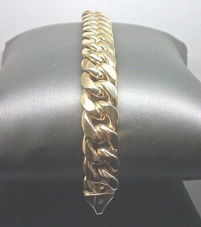 Pre-owned G&d Real 14k Yellow Gold Cuban Bracelet 9 Inch Link 9 Mm Box Clasp