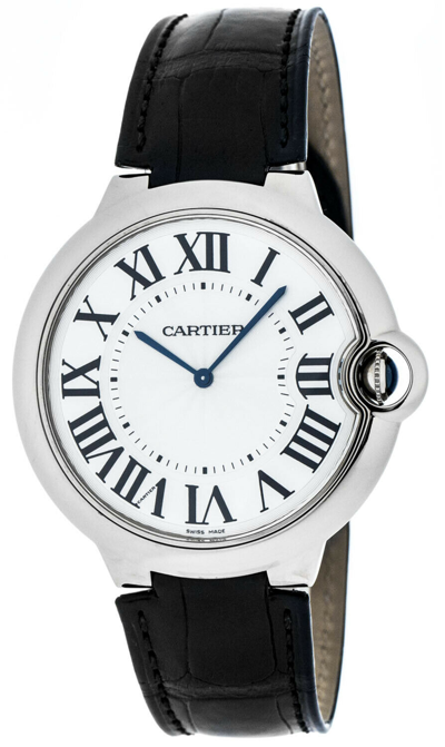 Pre-owned Cartier Ballon Bleu 46mm Xl 18k White Gold Auto Men's Leather Watch W6920055