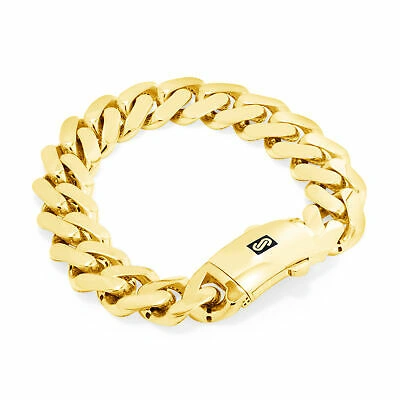 Pre-owned Nuragold 10k Yellow Gold Royal Monaco Miami Cuban Link 15mm Curb Chain Mens Bracelet 8"