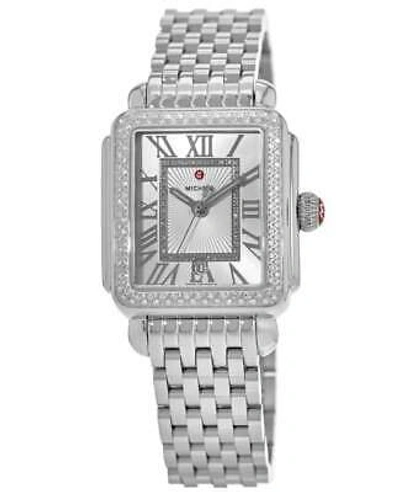 Pre-owned Michele Deco Madison Diamond Stainless Steel Women's Watch Mww06t000163