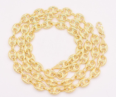 Pre-owned Bayam 7mm Puffed Mariner Anchor Link Chain Necklace Real 14k Yellow Gold Unisex In 20"