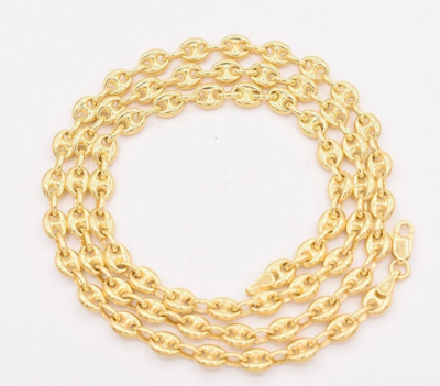Pre-owned Bayam 4.7mm Puffed Mariner Link Chain Necklace Real Solid 14k Yellow Gold Unisex In 20"