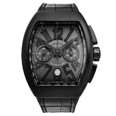 Pre-owned Franck Muller Frank Muller 45ccblkblkblk Vanguard Black Dial Chronograph Swiss Automatic Watch