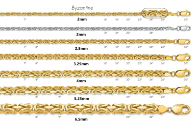 Pre-owned Roy Rose Jewelry Byzantine Chain Necklaces - Solid 14k Yellow Gold And White Gold - 7"- 30"