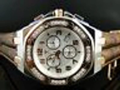 Pre-owned Aqua Master Mens  Jojo Joe Rodeo Royal Oak Rose Diamond Watch 32 1.5 Ct Swiss In Silver
