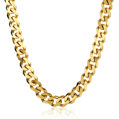 Pre-owned Dealelement 14k Cuban Miami Link Chain Solid Open Necklace, Yellow Curb Cuban Coker Chain