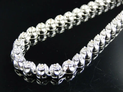 Pre-owned Jewelry Unlimited Mens Prong Set 1 Row Genuine 7 Mm Diamond Chain Necklace In 10k White Gold 9 Ct