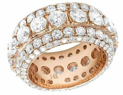 Pre-owned Jewelry Unlimited 14k Rose Gold Solitaire Vs Diamond 12mm Mens Eternity Wedding Band Ring 11 1/2ct