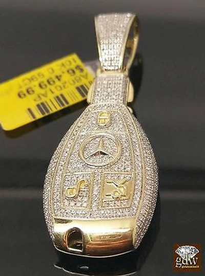 Pre-owned G&d Real 10k Yellow Gold Genuine 1 Ct Diamond Unique Car Key Charm Pendent Mens