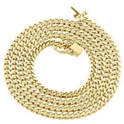 Pre-owned Jfl Diamonds & Timepieces 14k Yellow Gold Solid Miami Cuban Link Chain 4mm Box Clasp Necklace 24-28 Inch